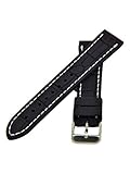 High Class Silikon Uhrenarmband 18-20-22mm Kroko Optik Schwarz mit Naht Divers Strap Weiß 22mm