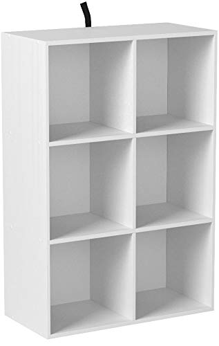 WOLTU Bibliothèque Armoire Etagère de Rangement 60x30x89cm en MDF pour Salon 6 Cubes Compartiments,SK002ws3