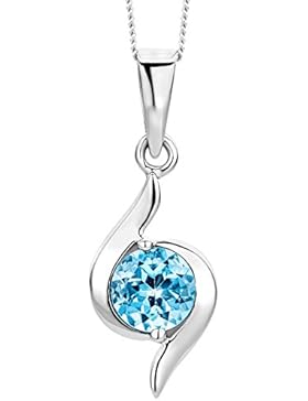 Miore Damen-Halskette 375 Weißgold 1 Topas 0.6ct blau 45 cm
