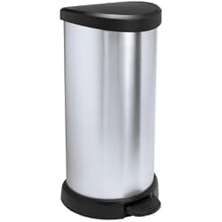 CURVER | Poubelle à pédale 40L Aspect métal, Métal, Metal Bins, 29,8x34,9x69,7 cm