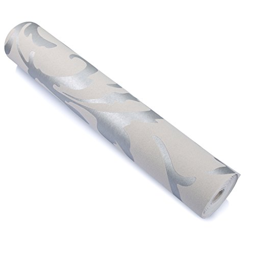Auralum® europäisch Tapeten Acanthaceae Vliestapete TV Kulisse Mustertapete für Wohnzimmer Umweltschutz 10M x 53cm Silber - 5