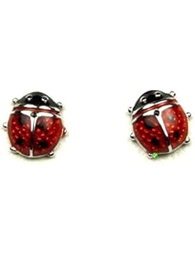 Krsnasworld® Kinder Ohrring Ohrstecker Marienkäfer schwarz/rot emailliert (Hammerschlag-Effekt) #545226