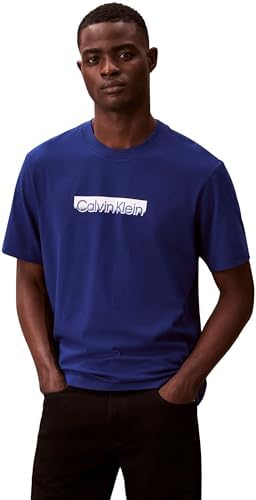 Calvin Klein Uomo T-Shirt Maniche Corte Sportswear con Scollo Rotondo, Blu (Blue Majesty), M