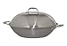Produktbild [ Edelstahl-Wok mit Deckel Ø 36cm flacher Boden ] Asiatische Eisenpfanne /Wok + ein kleines Glückspüppchen - Holzpüppchen