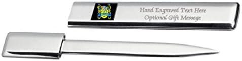 Warburton Family Crest Surname Coat of Arms Heraldry Engraved Letter Opener