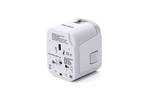 Alles-in-Einem-Weltweit-Universal-Reise-Adapter (Europa, UK, USA, Australien) Internationaler Stecker-Adapter mit USB Ausgängen 2.4A -Weiße und Silber - 3
