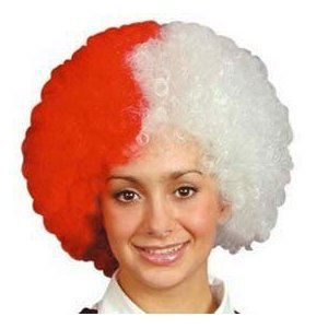 Walsall Supporters Afro Wig Red and White (peluca)