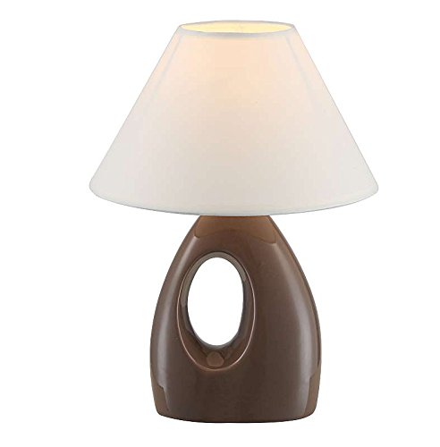 Preisvergleich Produktbild Hochwertige Tischleuchte Keramik terracotta Stoffschrim weiß - Globo SONJA 21672