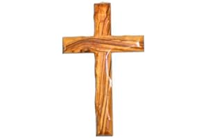 HolyRoses 10-Inch Olive Wood Christian Wall Cross | Handcrafted by Bethlehem Artisans | Authentic Holy Land Souvenir and Spiritual Home Decor