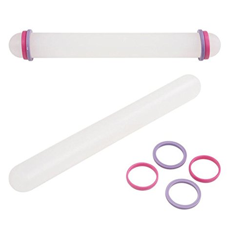 Weiß Antihaft-Teigrolle mit Glide, Fondant Kuchen Teig Roller Stick, Dekorieren Kuchen, Roller, verstellbare Teig Roller Pin, Küche Handwerk Backen Kochen Werkzeug – Kunststoff & #-; 23 x 2,5 cm, 22,9 cm