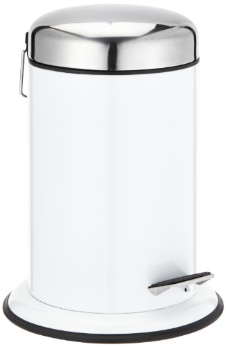 WENKO 17901100 Kosmetik Treteimer Retoro Weiß, Fassungsvermögen 3 L, Edelstahl rostfrei, 22 x 30.5 x 22 cm, Weiß