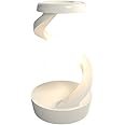 Hasaller 3D Levitating Lam Levitating Ball Lamp Cordless Table Lamp LED Spiral Table Lamp Levitating Ball Light with Wireless Charger Curved Bedside Lamp for Bedroom (White)