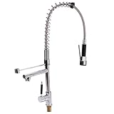 Dos salidas de agua, el difusor está equipado para generar un flujo de agua suave, un grifo fijo de cocina y un rociador extraíble. cambie libremente entre las salidas del grifo según sus necesidades, haga que sea más flexible y conveniente de usar