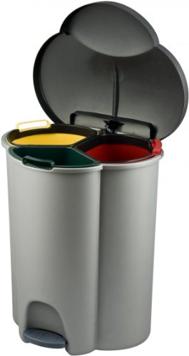 Curver Trio Grau Abfalltrenner 40 Liter Mülleimer Abfalleimer Mülltrennung 3tlg