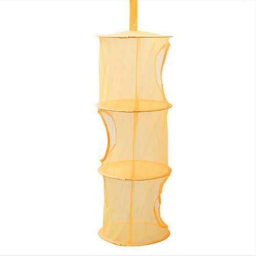 LIVEHITOP 3 Stück Set Mesh Hängender Speicher Korb, 3 Tier Zusammenklappbare Network Storage Raum speichern Beutel Organisator für Kleine Kleidung (Blau, Grün, Gelb) - 4