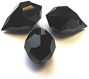 10 pcs Opaque Black Glass Faceted Teardrop Briolette Beads, Top drilled faceted briolette 10mm