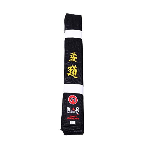 MAR INTERNATIONALMAR | Martial Arts Master's Black Belt, Block Grading Belts, Block Ranking Belts; Karate Belt, Judo Belt, Taekwondo Belt; Polyester Silk Satin Fabric - Expert Black Belt (250cm - 320cm)