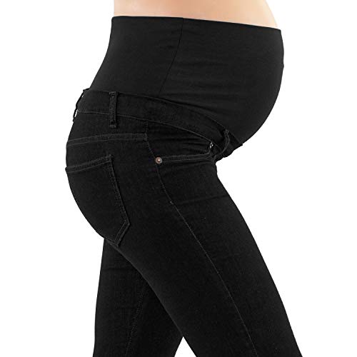 MAMAJEANS Skinny Fit Umstandsjeans, Grundlegende Jeggings Einfach Und Super Elastisch, Bequem Und Modisch - Made in Italy (XS, Schwarz) -