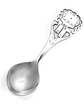 925 Silber Teelöffel Löffel Jungen und Mädchen Taufgeschenk Geburtslöffel - Tauflöffel mit Geburtsstunde Uhr #170