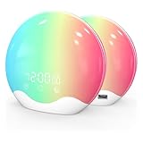 Cadrim Sunrise Alarm Clock Wake Up Light Two-sided Simulation Sunrise Sunset Daylight Alarm Clock Bedside Lamp 20 Brightness 12 Colour Mode 5 Sounds 20 Volume Touch Control Dual Alarms Snooze Fm Radio