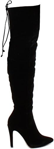 Style E Black Faux Suede Size 4 - WOMENS LADIES MID PLATFORM WEDGE HEEL KNEE HIGH BOOTS