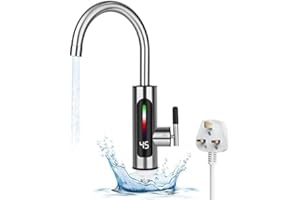 NASTOPEE Instant Hot Water Tap, 220V 3000W Electric Water Heater Tap with Digital Display, 360° Rotatable Stainless Instant Heater Faucet