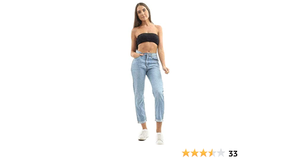 New Women Ladies Denim Boyfriend Mom Jeans Uk Size 8 10 12 14 16 Light Wash 16 Amazon Co Uk Clothing