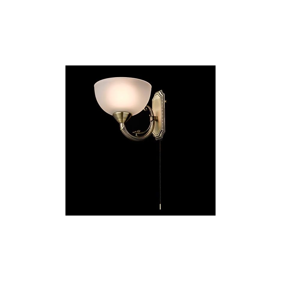 MW-Light 318020801 Klassische Wandlampe mit Schalter in Messing Weißer