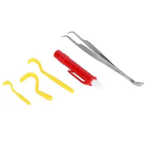 Pet Ticks Remover, Tick Removal Tool Lice Removal Tool with Different Sizes for Remove Fleas(Yellow flea Clip red flea Pen)