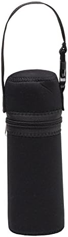 SARO - Neoprene thermal cover to keep the temperature of baby bottles and flasks cold/hot. Cover suitable for 500 ml bottles and flasks. With a comfortable handle to hang. Black and white. (black)
