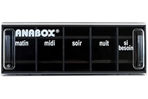 Pilulier Journalier | 5 Cases | Noir | Anabox