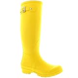 hunter gummistiefel herren sale Kalandrierte Sohle Damen Original Tall Schnee Winter Regen Wellies Gummistiefel Stiefel - Gelb - YEL36 ABL0034