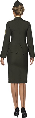Smiffy's Adult Women's Wartime Officer Costume, Skirt, Jacket with Medal, Shirt Front, Tie and Hat, Troops, Serious Fun, Size M, 35335