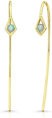 Ron Hami Women's 14ct Yellow Gold Round Multicolour Opal Wire Earrings