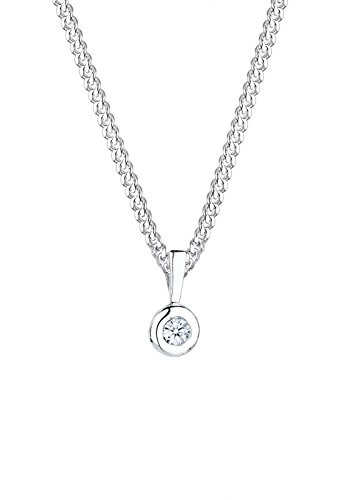 Elli DIAMONDS Necklace Women Circle Round Diamond (0.03 ct.) in 925 Sterling Silver