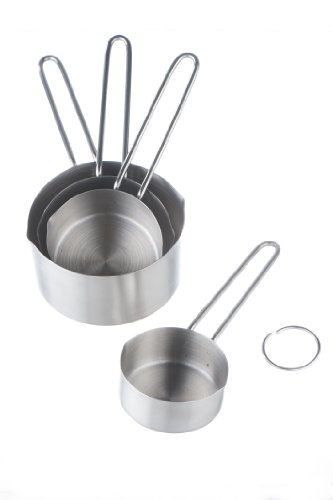 VonShef Edelstahl 4er Set Messbecher für trockene und flüssige Bestandteile – Präfekt zum Kochen oder Backen - 4