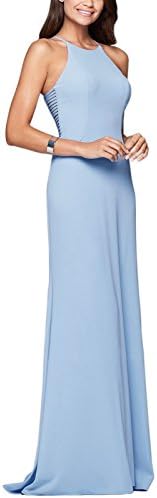 Engood Women's Sexy Stand Collar Off-Shoulder Straps Sleeveless Slim Long Formal Prom Party Dress for Women Evening Dresses Light Blue XL