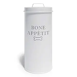 Barnyard Designs Large Dog Treat Container Airtight, Cute Dog Treat Jar, Large Dog Treat Containers with Lids, Rustic Dog Treat Storage Container, Dog Treat Jars for Kitchen Counter, White