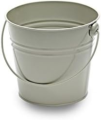 Medium Olive Grey Metal Serving Bucket with Handle | Chip Bucket, Cutlery Holder, Plant Pot, Indoor Storage etc