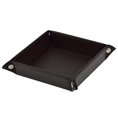 Preisvergleich Produktbild Rechteckiges Ablagefach Ablage, Zubita Leder Aufbewahrungsbox schale Faltbar Leder Ablage für Schlüssel, Kleingeld, Schmuck, Geldbörse, Handy (Braun)