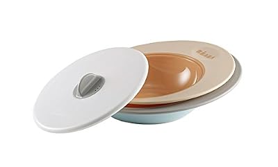 Béaba Set de 2 Assiettes Évolutives Ellipse & Couvercle Vapeur, Nude