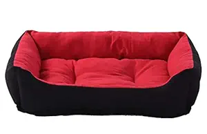 PETSHUB Elite Dog/Cat Ultra Soft Reversible Sofa Style Bed (Red and Black, XXL)