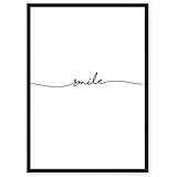 smile - einzigartiger Kunstdruck mit Spruch auf wunderbarem Hahnemühle Papier DIN A4 (optional A3 und A2) -ohne Rahmen- schwarz-weißes Wand-Bild Poster Fine-Art-Print zur Dekoration im Büro und Zuhause oder als Geschenk-Idee zum Geburtstag Hochzeit Umzug Einzug für Freundin Freunde Mutter Familie... Home Deko - Lebensweisheit Regeln für Zufriedenheit & Glück