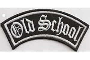 PATCH KING Biker Kutten Aufnäher OLD SCHOOL Fronttag Rankpatch Biker Patch Aufbügler Motorrad Sticker für alle Stoffe | MC Applikation für Kutten/Lederjacken/Boots l 90x40mm