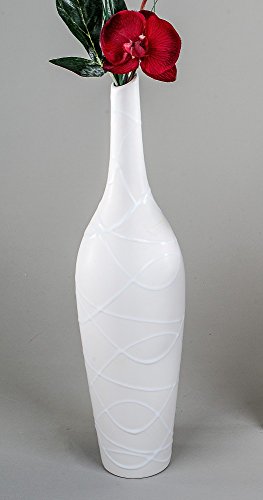 Dekovase, Blumenvase SAMUNGA, Keramik, creme weiß matt, H 38cm, rund, Formano