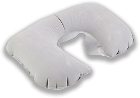 2 x AIR TRAVEL PILLOW INFLATABLE BEACH CAMPING Pillow Sleep Head Neck Support GRAY