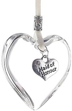 Hanging Glass Heart Decoration, 'Maid of Honour' Charm - Wedding or Hen Night Gift