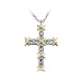 Produktbild ORKST 925 Sterling Silber Halskette Kreuz Anhänger Diamant Frauen Schlüsselbein Halskette, Kettenlänge 40 Cm + 5 Cm Verlängerungskette