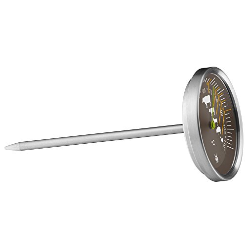 WMF Bratenthermometer Scala Grillthermometer Steakthermometer mit Markierung der empfohlenen Garpunkte für Steak Rind Kalb Lamm Schwein und Geflügel Sonde bis 110°C - 2