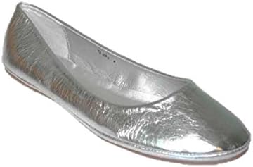 LADIES SLIP ON BALLERINA DOLLY PUMPS FLAT SHOES VARIOUS COLORS SIZE UK 9 (9, SILVER)